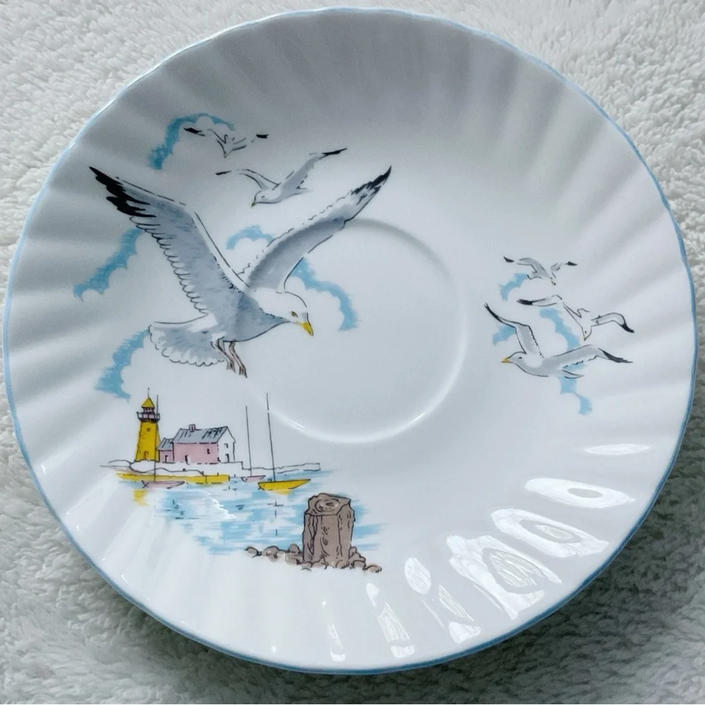 Queen’s Rosina Seagull Fluted Cup & Saucer England